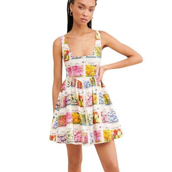 Tyler McGillivary Seed Packet Floral Mini Dress Size Small - Picture 1 of 11